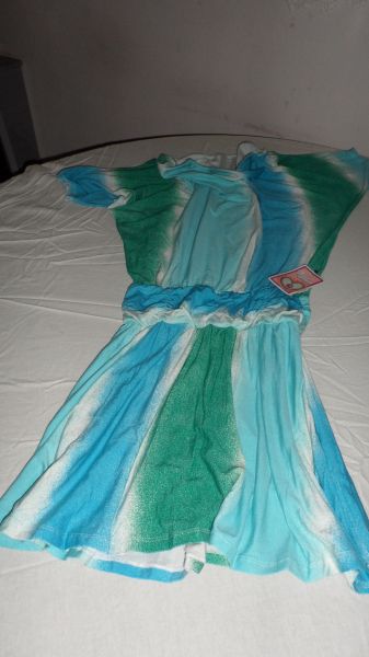 vestido cida nunes cor verde e azul tamanho M